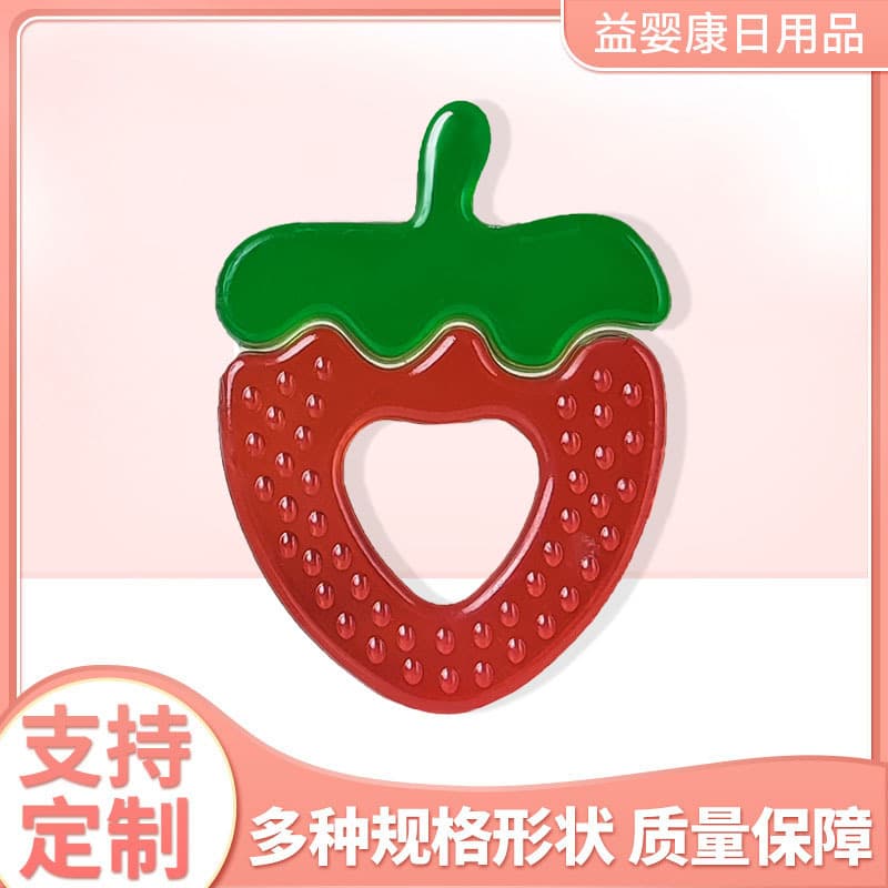 Fruit-infused water teether for babies, anti-thumb, two-color water-infused teething toy for babies to grasp and bite.