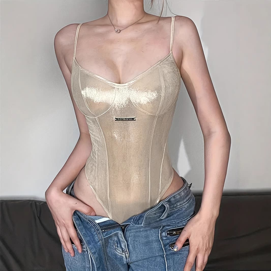 Chic Women's Elegant Sleeveless Suspender Fashion Sexy V-Neck Top Bodysuit Women's Vacation Orientation