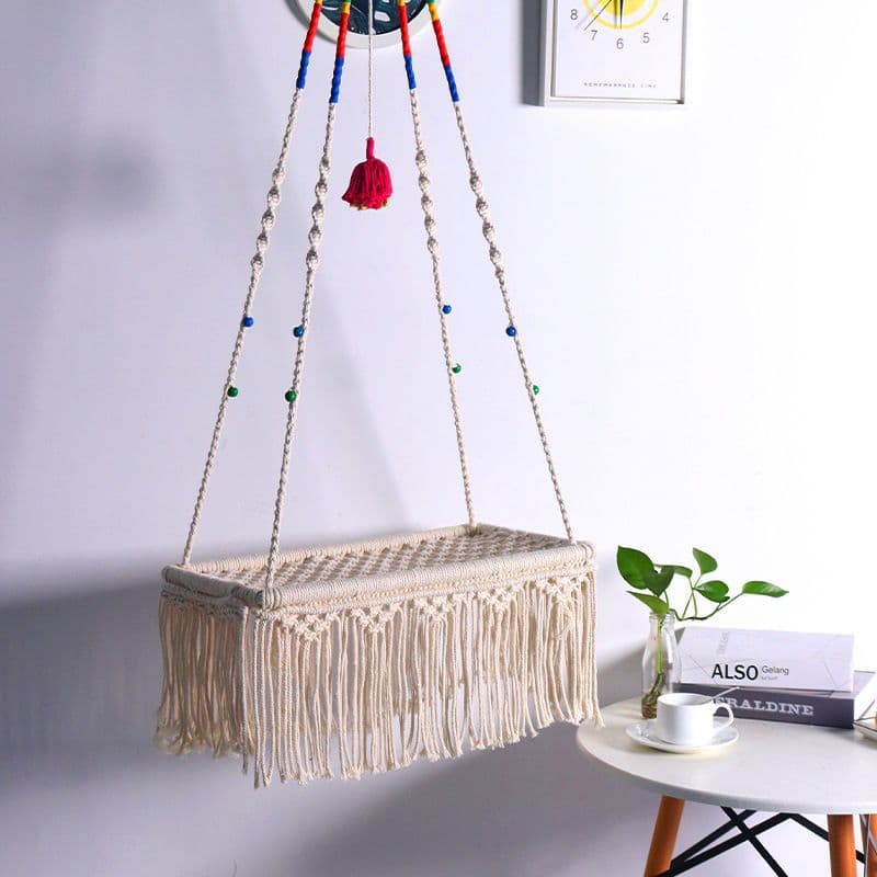 Hanging Cat Bed Lace Cat Swing Tapestry Pet Bed Cotton Rope Hammock Bohemian Kitten Hammock