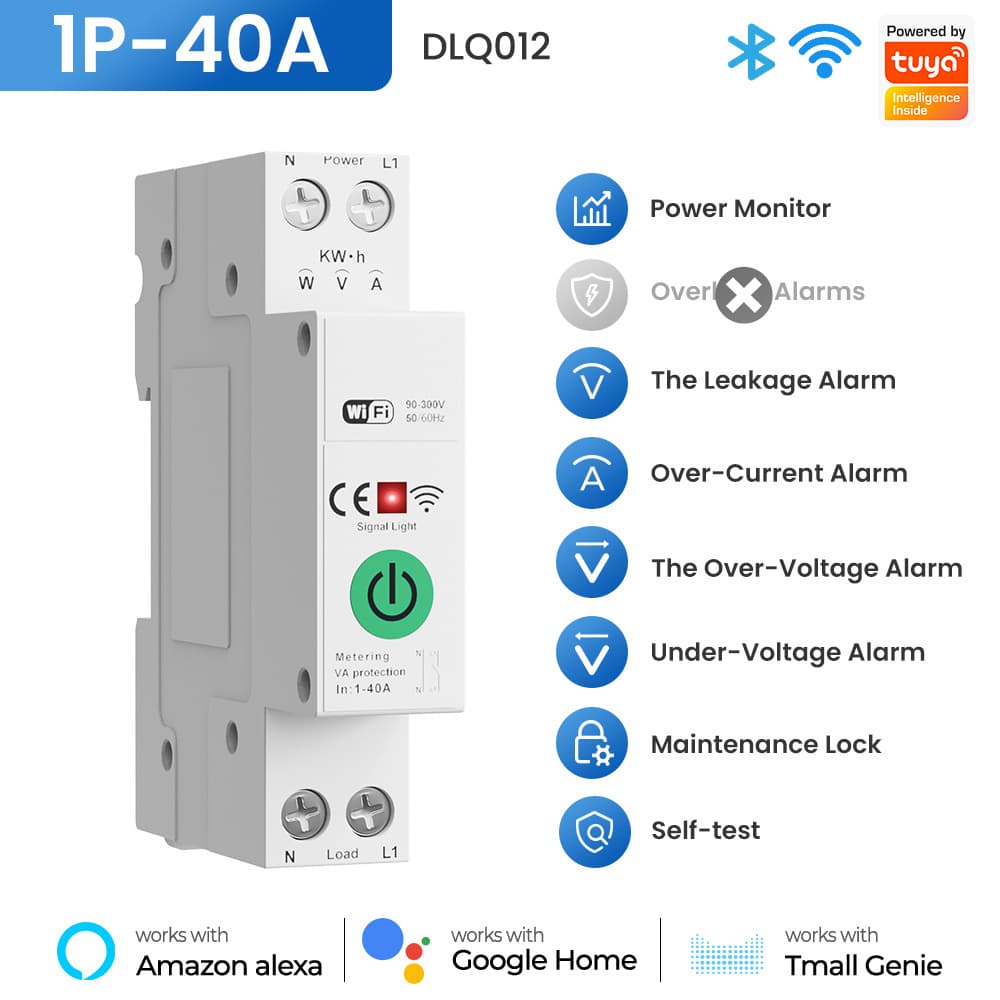 Tuya Metering WiFi Smart Switch Leakage Circuit Breaker Wireless Remote Control Smart Home