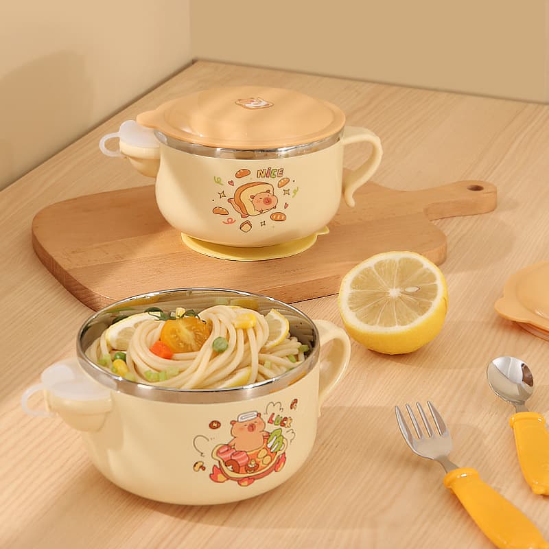 316 stainless steel food supplement bowl for infants and young children, water-filled thermos bowl, children's anti-fall and anti-scalding special suction cup tableware for eating