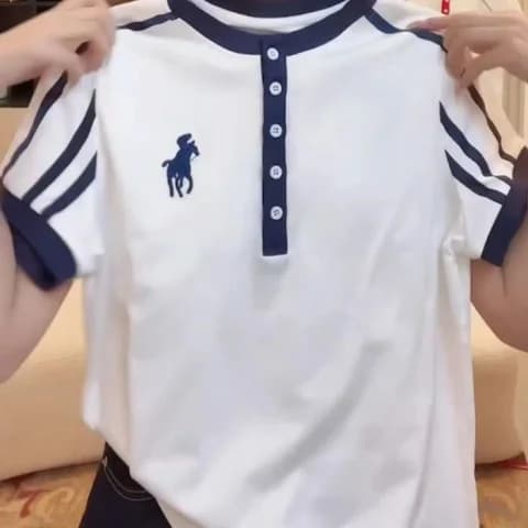 Striped New Summer Short Sleeve T-Shirt for Women Button Top Fashionable Versatile Lapel Tee Plus Size Mother Blouse