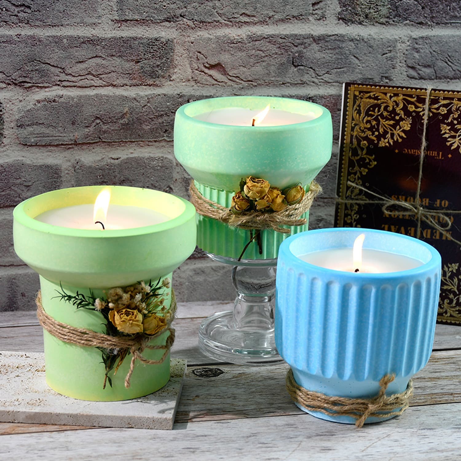 DIY New Ribbed Candle Cup Silicone Mold Candle Plaster Ornament Mold Cross-border Hot Sale
