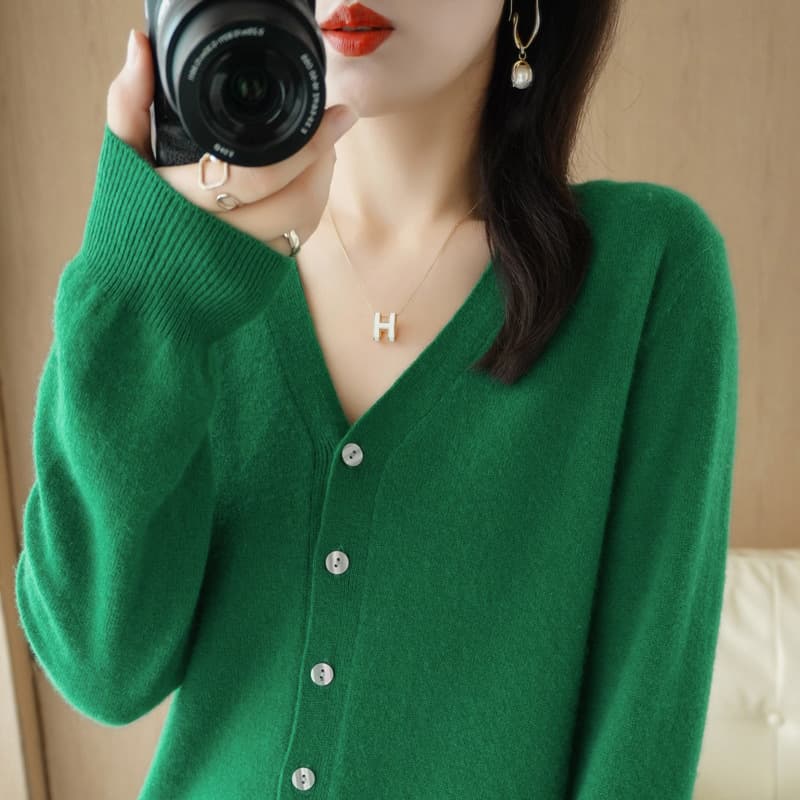 Cardigan Women Knit Top V-Neck Long Sleeve 2025 Spring Autumn New Outerwear Sweater Korean Style