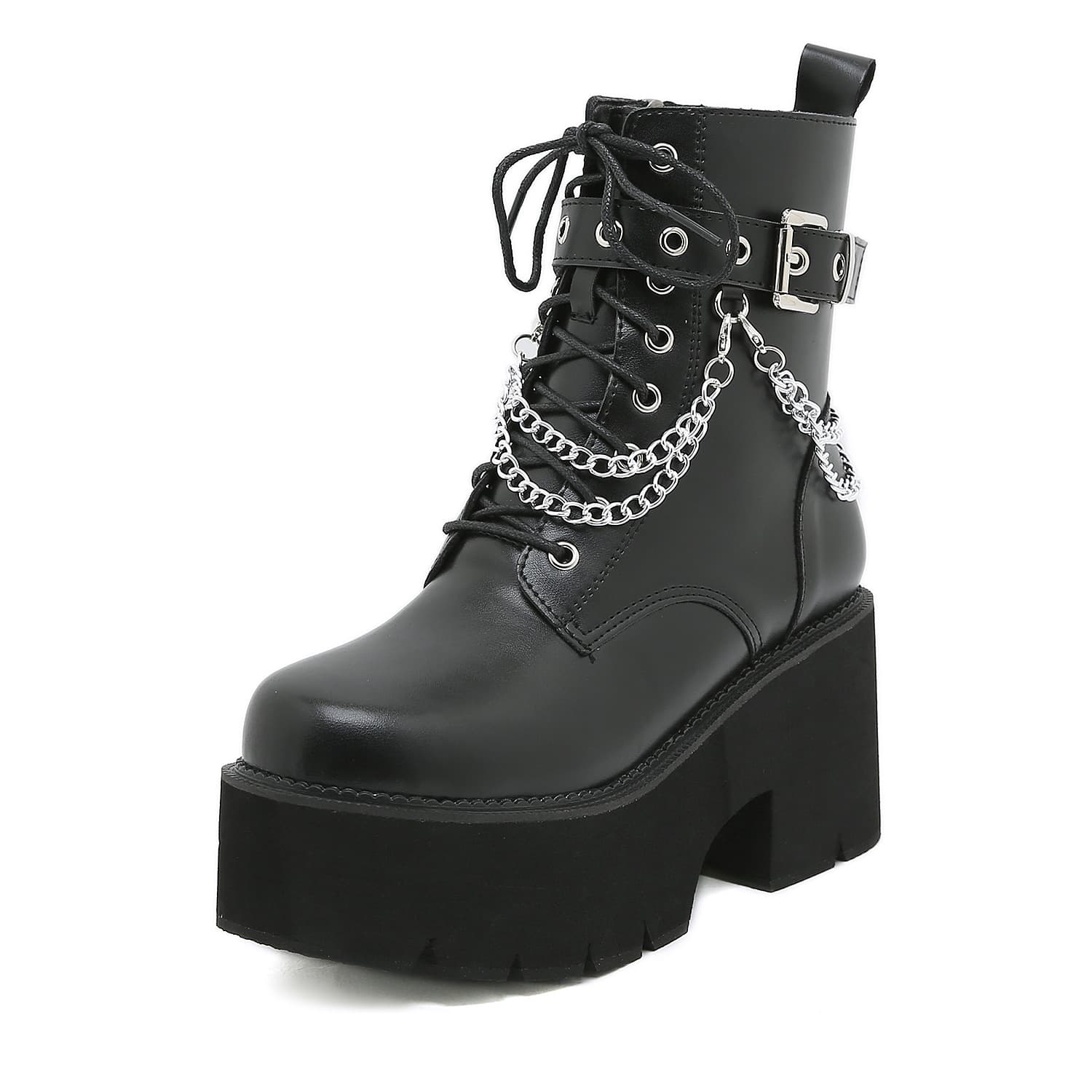 Amazon Explosions Martin Boots Women's Black Short Boots High Heel Thin Boots Thick Heel Platform Shoes Side Zipper Plus Size Women's Shoes