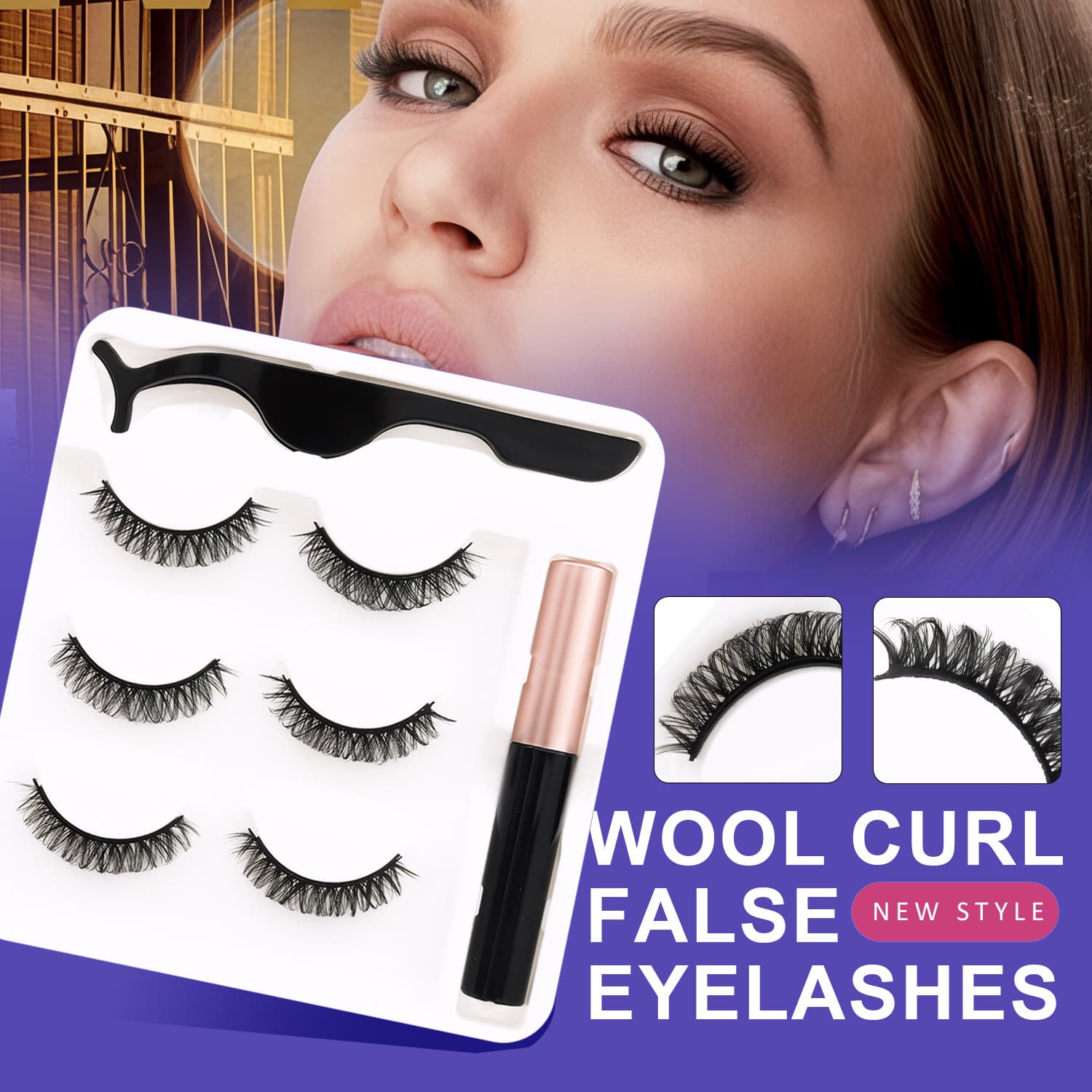Amazon Russian volume natural false eyelashes boxed simulation European and American self-adhesive eyelashes cross-border European and American thick eyelashes