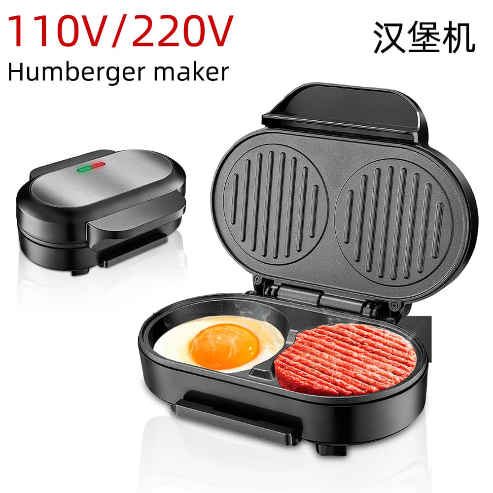 110V US Standard Cross-border Egg Burger Maker, Home European Standard Breakfast Grill for Eggs, Steak, Pancakes, and Flatbreads