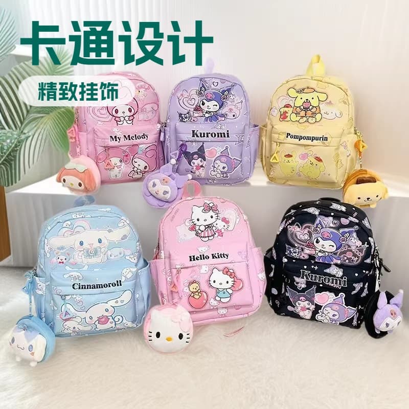 Cross-border cartoon bag Sanrio children's bag ultra-light high-value exquisite pendant school bag kindergarten Kuromi backpack