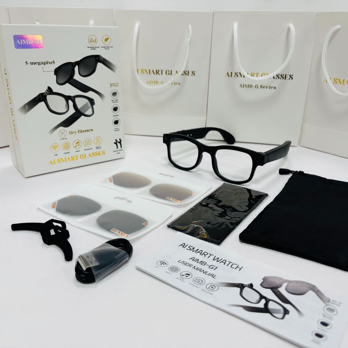 AIMB-G1 Smart Glasses AI Voice Wake-up 8MP Photo Recording 1080p Video Recording