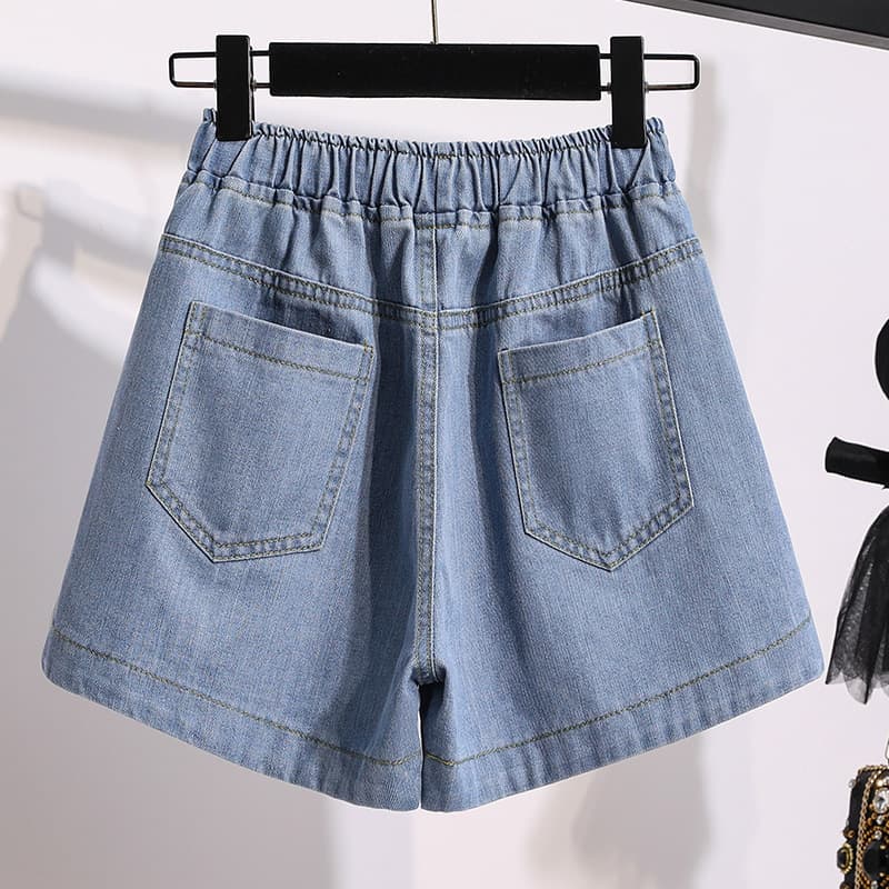 Plus Size Loose High Waist Denim Shorts for Women, Extra Large Wide Leg Hot Pants