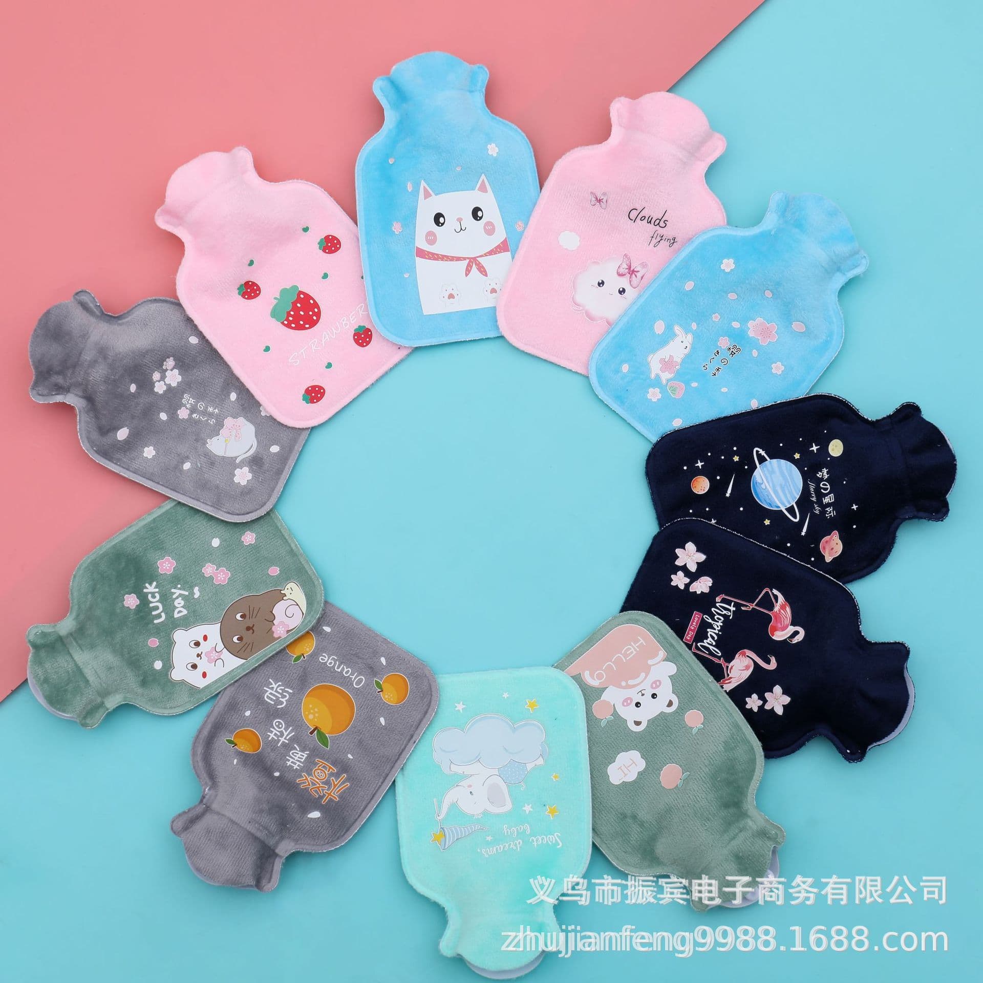 New Transparent Hot Water Bottle Cartoon Student Portable Fillable Hand Warmer Explosion-Proof Logo Advertising Wholesale
