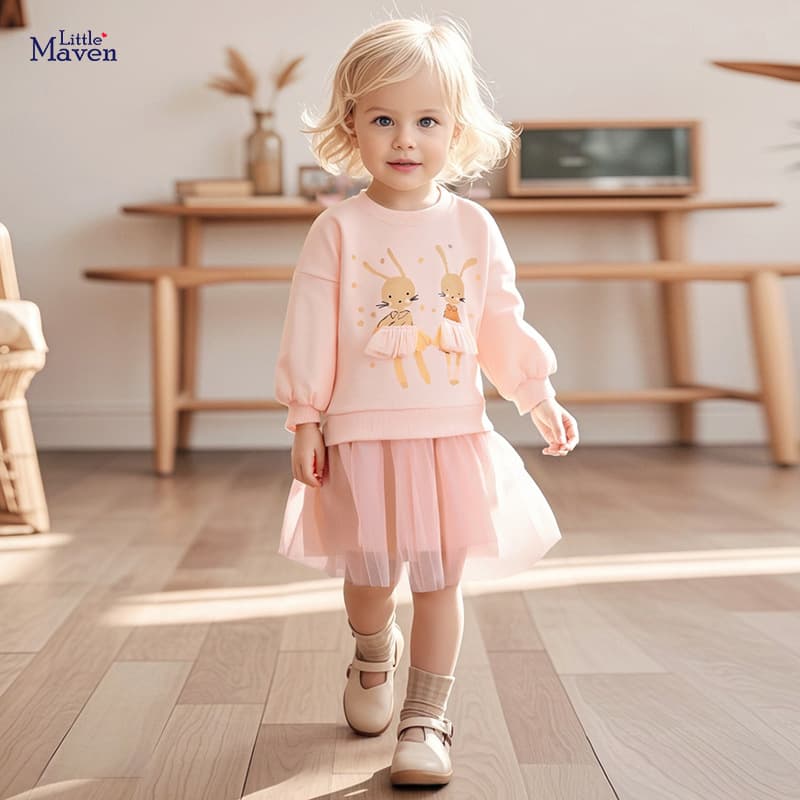 Little Maven Cross-Border Children's Clothing Wholesale European and American Girls' Tulle Dress Autumn Cartoon Kids Dress