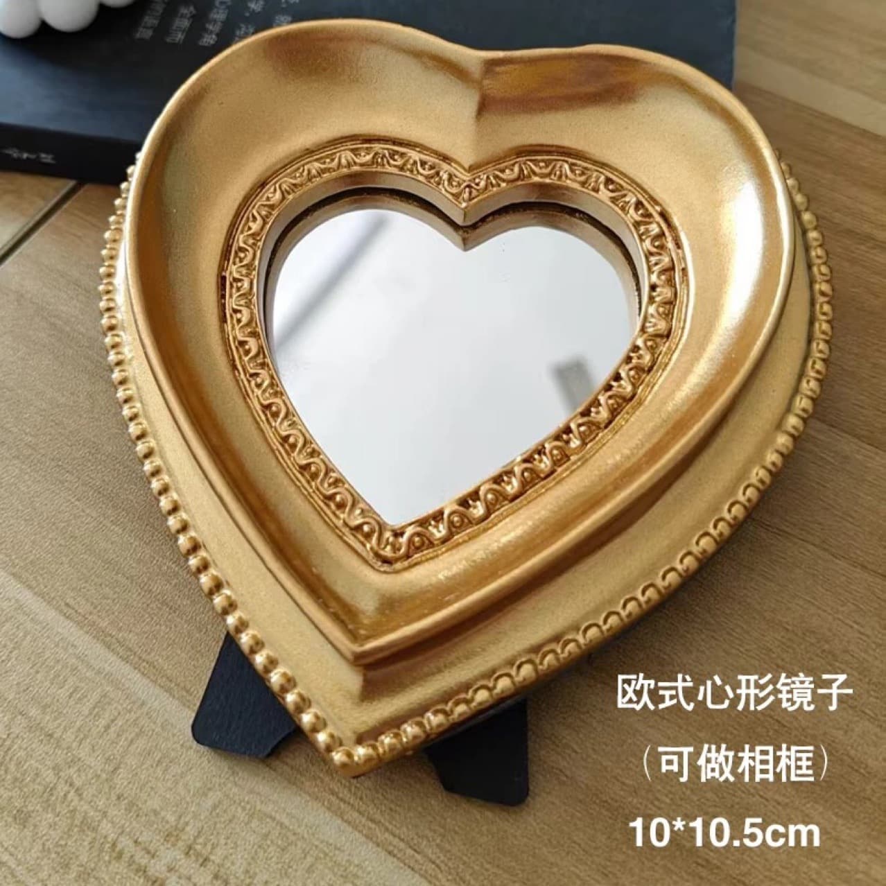 Vintage European Mirror Hanging Decoration, Antique Embossed Frame Photo Frame, Home Stay Photography Prop Decor Light Luxury