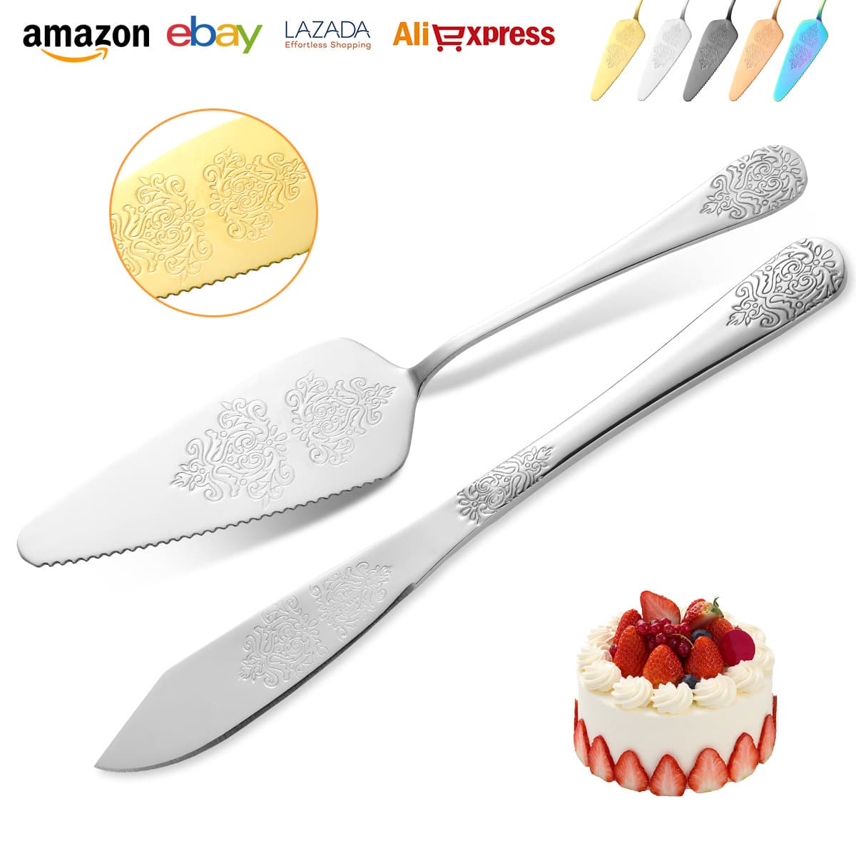 Double-headed stainless steel bread knife and spatula, Western dessert fork, hotel and home baking tool, cake spatula, pizza cutter