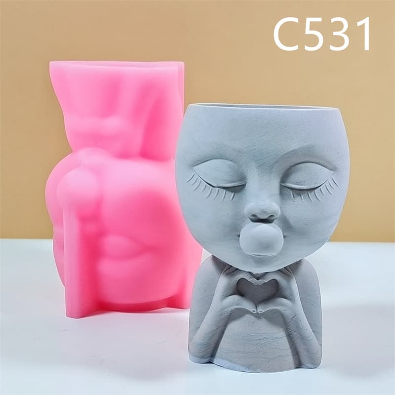 Cross-Border Love Girl Silicone Mold DIY Handmade Succulent Plant Pot Indoor Decoration C531