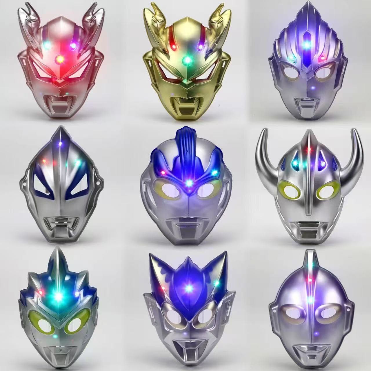 Halloween Glowing Cartoon Mask Ultraman Zero Tiga Mask Wholesale for Boys and Girls Toy Stall Mask
