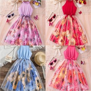 Girl's Party Costume Dress Ins Girls Dress Summer New Sleeveless Long Dress Export