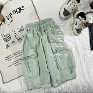 Boys Pants Spring Summer Cargo Nine-Tenths Pants, Spring Outerwear for Baby Boys, Cool and Edgy Kids Clothing
