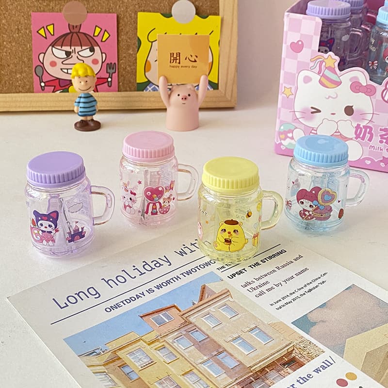 Cross-border creative milk tea cup pencil sharpener cartoon high-value stationery single hole pencil sharpener primary school student gift pencil sharpener