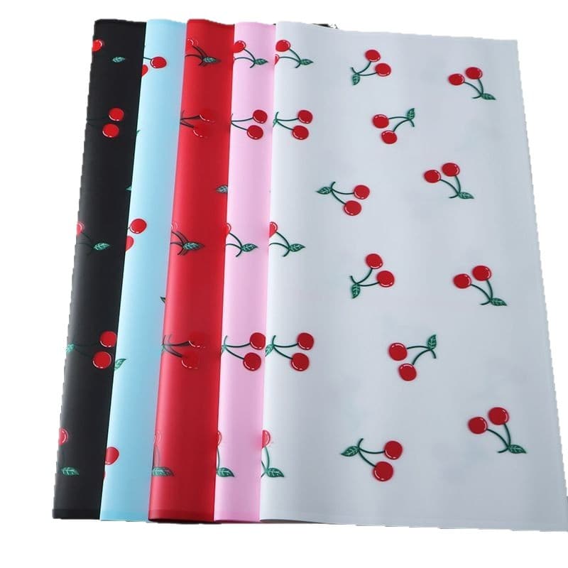 2025 New Cherry Print Semi-Transparent Soft Glow Korean Matte Paper Waterproof Flower Wrapping Paper for Qixi Valentine's Day