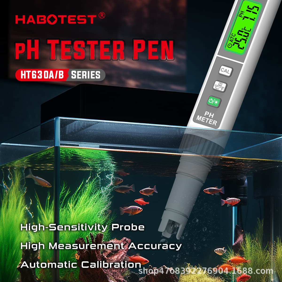 HABOTEST factory store HT630A/B pH meter, high-precision pH value tester for water quality detection.