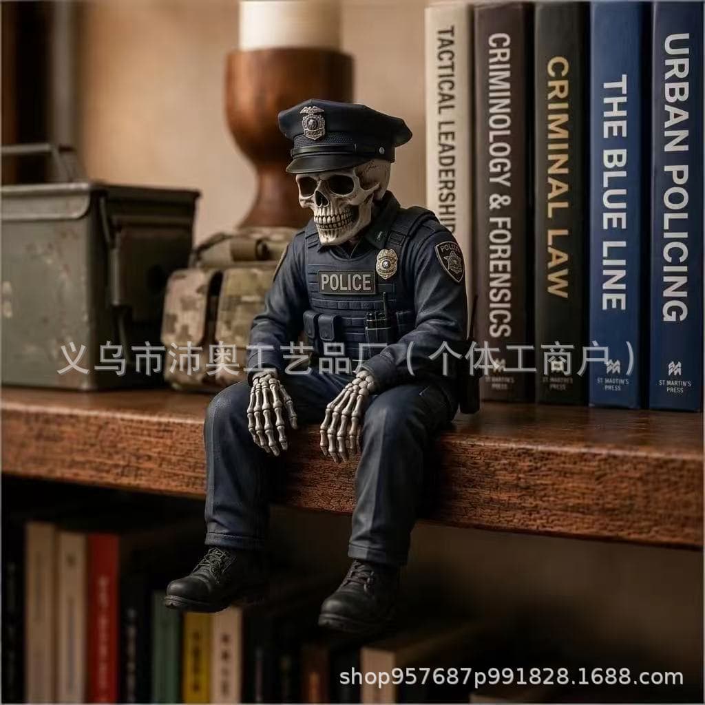 New Cross-Border Halloween Firefighter Skeleton Shelf Sitter