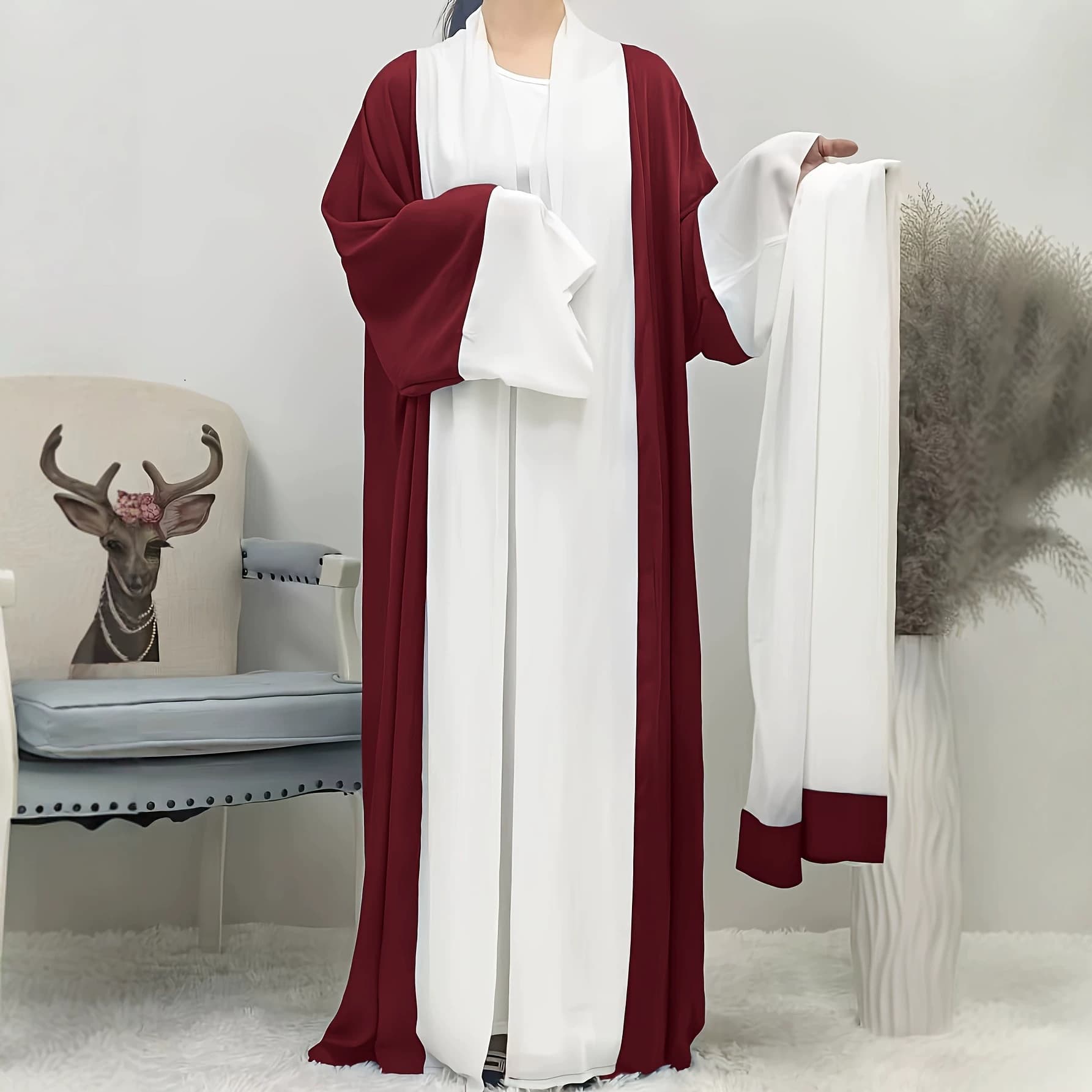 Fashion Cardigan 2-Piece Set Cross-Border Women's Dress, Four-Season Wear Long Dress Elegant Long Dress