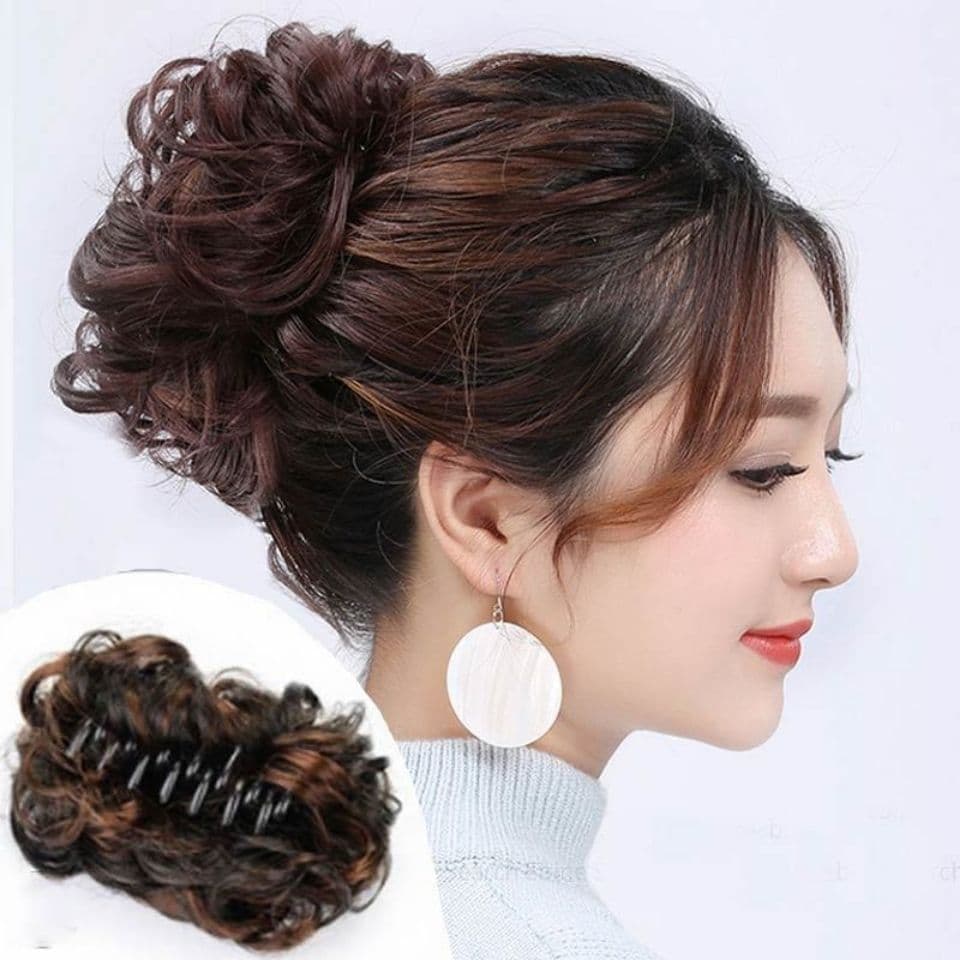 Large Hair Clip Fake Bun Hair Ring Clip Flower Bun Lazy Half Bun Realistic Hair Voluminous Natural Bun Maker