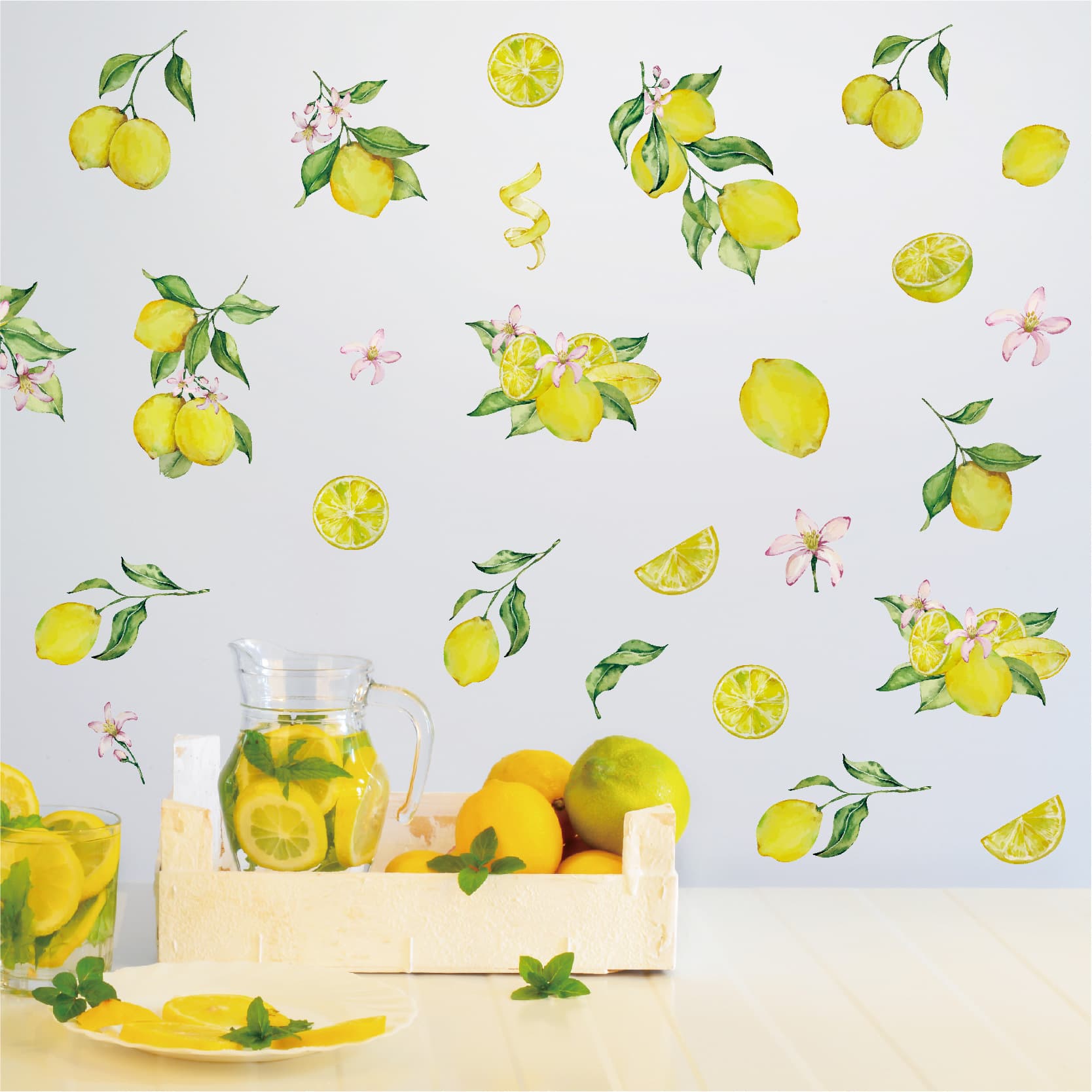 Cross-border 6-piece Lemon Wall Stickers for Kids Room, Waterproof Home Living Room Bedroom Wall Decoration Self-Adhesive Wallpaper