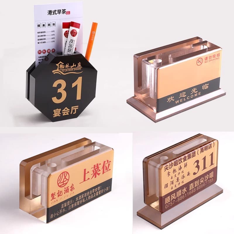 Acrylic Table Number Card Scan to Order Restaurant Hotel Toothpick Tray with Pen Hole Dining Table Number Card Commercial Use