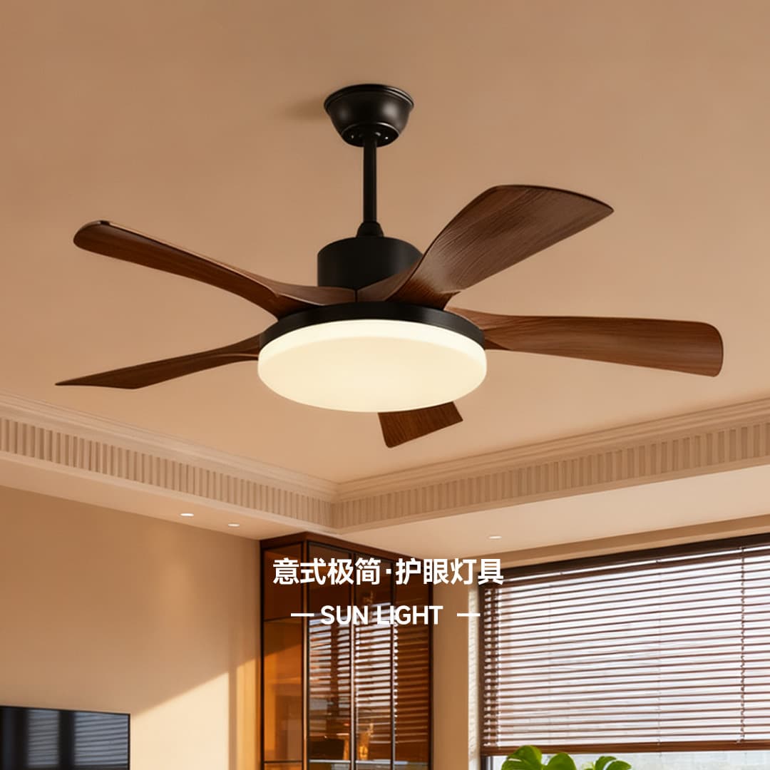 5-Blade Vintage Fan Light for Living Room, Dining Room, Ceiling Fan with Light, Retro Silent Bedroom Fan Lamp