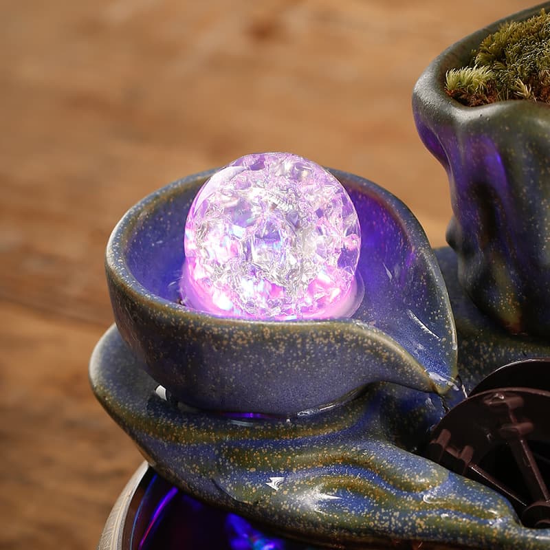 Crystal ball fountain flowing water ornaments bonsai rotating ball water wheel accessories rockery bubble ball ice crack ball glass ball