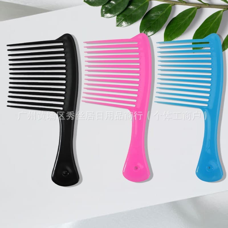 Barber shop large-tooth shampooing comb, finishing handle, smooth hair hairdressing comb, curly hair, wide-toothed comb for home use