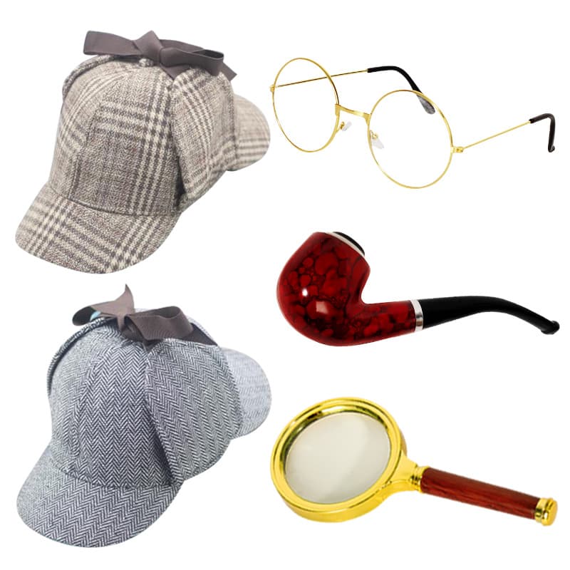 Detective Hat Deerstalker Hat Sherlock Holmes Pipe Prop Great Detective Sherlock Magnifying Glass Equipment