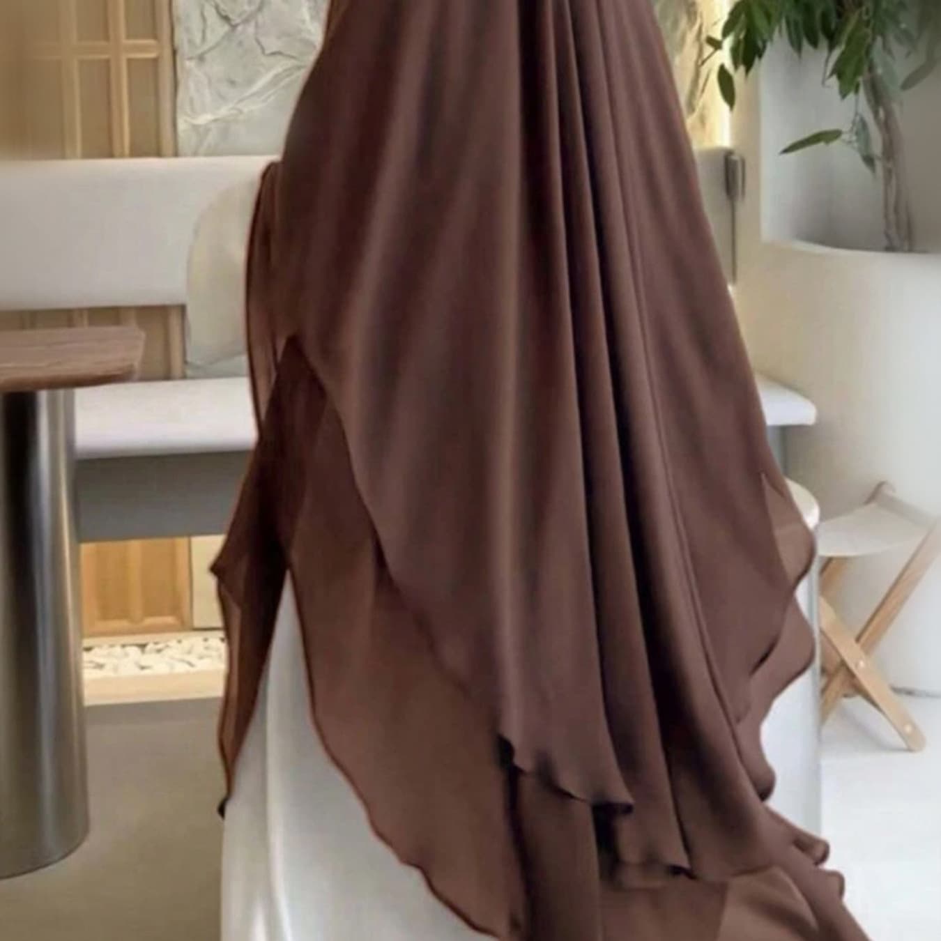 AliExpress Solid Color Irregular Long Skirt Front and Back Double Layer Chiffon Wide Hem Head Scarf Fashion Cape Large Head Scarf