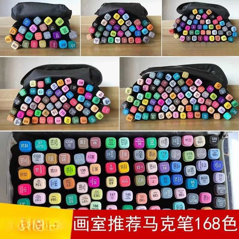 Single Color [Refillable] Double-Ended Alcohol Art Markers for Art Students, Studios, and Kindergarten, 168 Colors, Anime Manga