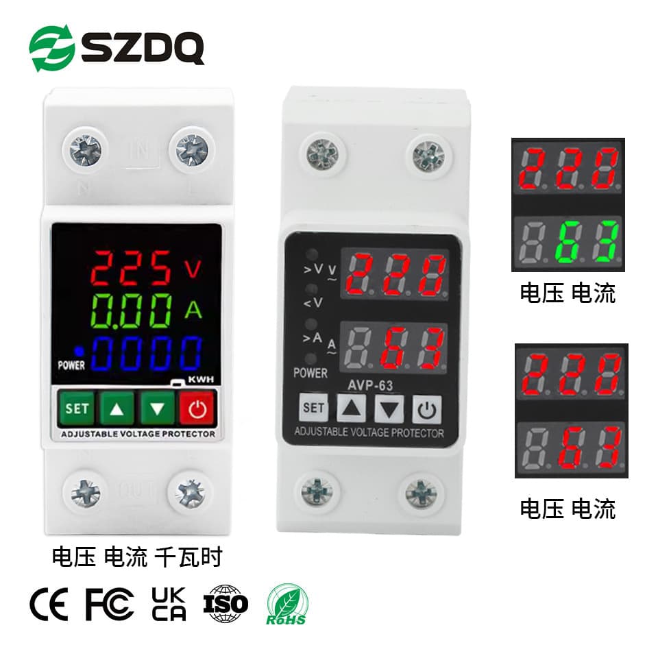 Self-Resetting Digital Display Over-Under Voltage Protector Auto Reset 220V Voltage Protection Switch 63A Factory Source