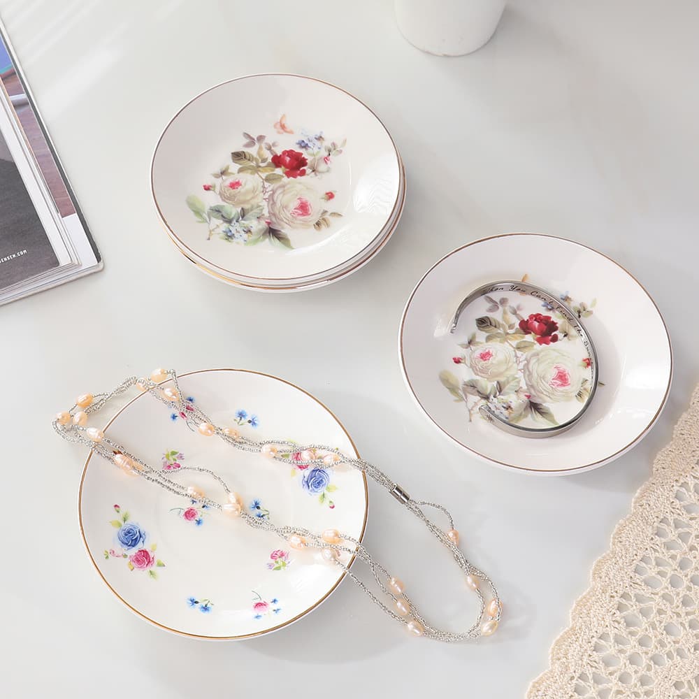 Cross-border ceramic jewelry storage dish Internet celebrity photo dish manicure dish retro afternoon tea snack dish soap tray