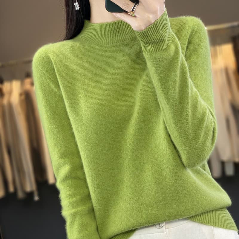 First-Line Ready-To-Wear 100 Wool Half Turtleneck Women's Long-Sleeved Sweater 2025 Autumn and Winter New Loose Knitted Base Wool
