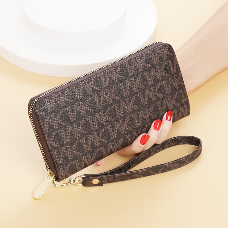 Long Zipper Wallet Unisex Large Capacity Print Multi-Card Holder Handbag European Vintage Style PU Leather Daily Accessory