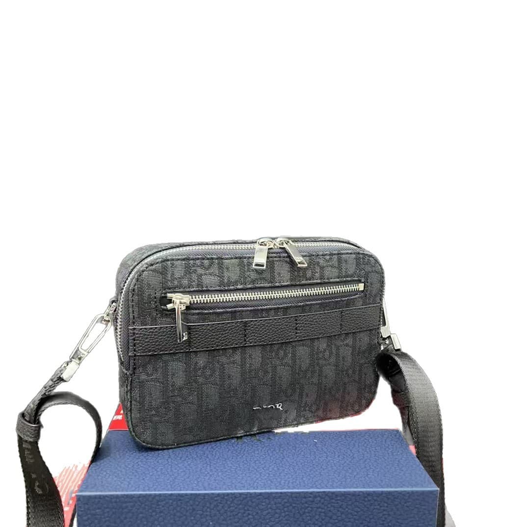 New Men's Messenger Bag Double Zipper Camera Bag Vintage Canvas Jacquard Embroidery Crossbody Shoulder Bag Courier Bag
