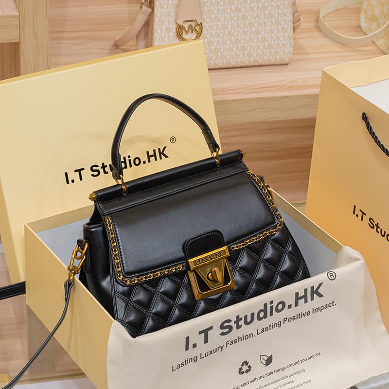 Genuine Leather Diamond Grid Women's Handbag Hot Sale Of The Season New Autumn Winter Luxury Sensation Trendy Single Shoulder Cr