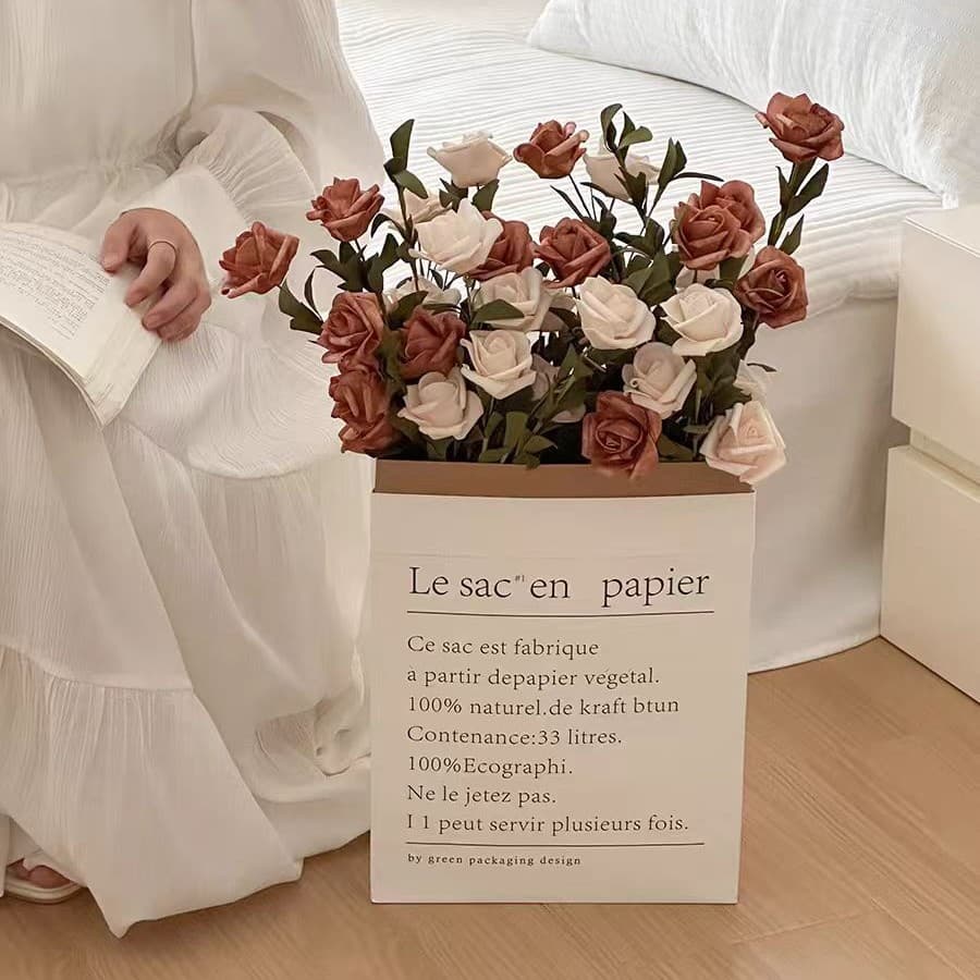Factory in stock 5-head European rose PE foam artificial flower silk flower plastic bouquet home decoration wholesale
