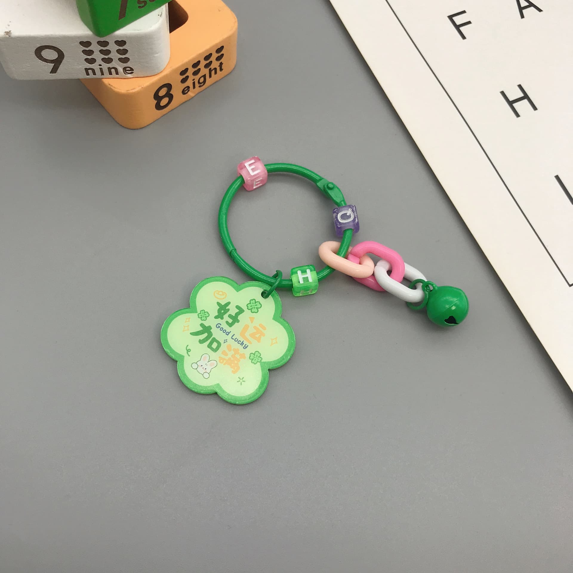 Creative Acrylic Letter Keychain Cute Good Meaning Peace Joy Bag Charm Cute Accessories