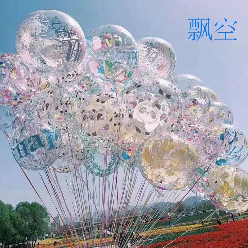 24-inch popular floating cartoon printed wave ball ins style internet celebrity luminous balloon night market square stall wholesale