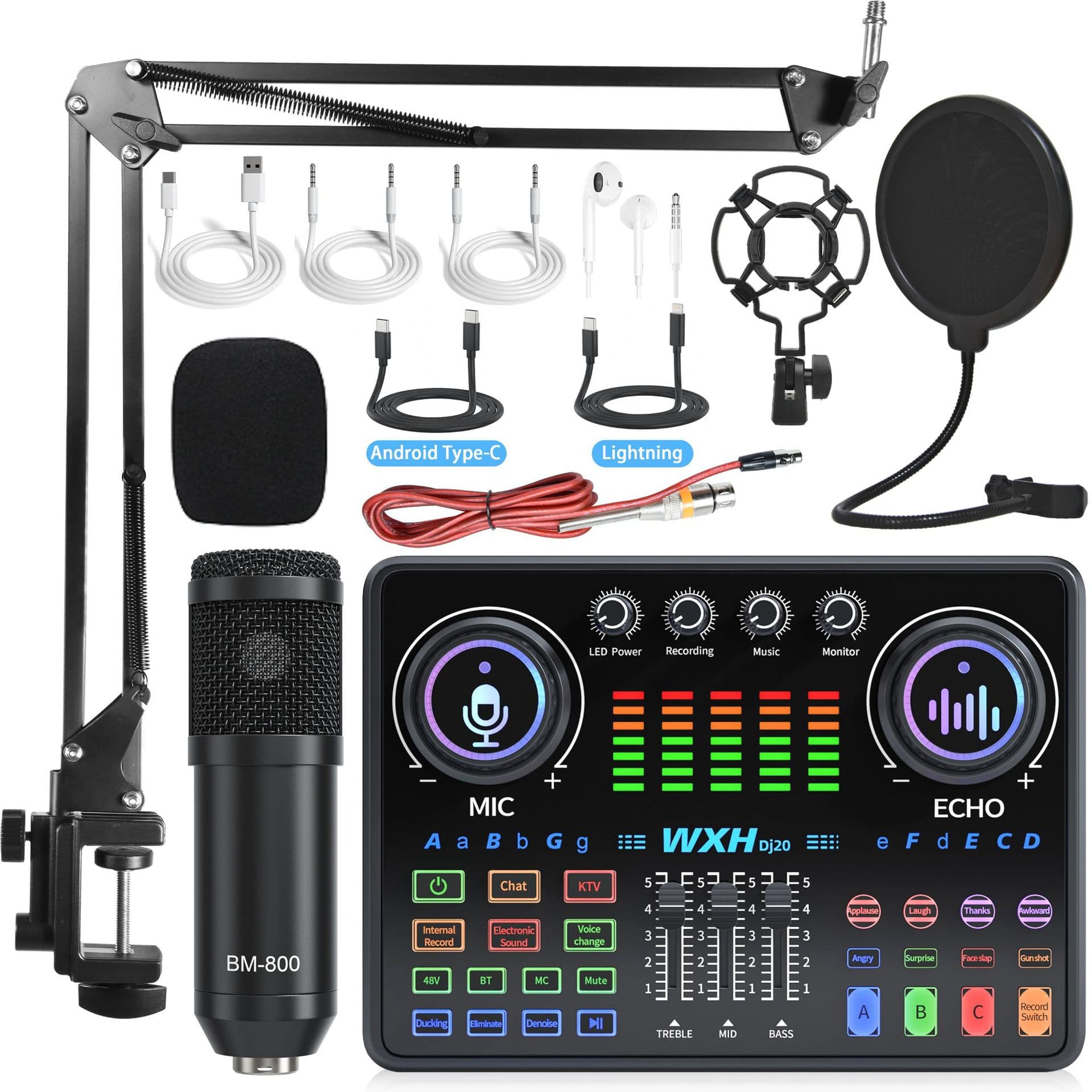 European and American Temu Station Live Broadcast New Sound Card Mixer Console for Apple Mobile Phone Karaoke and Computer All-In-One Live Broadcast Complete Set