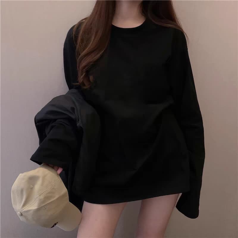White Pure Cotton Long-Sleeve T-Shirt for Women, Fall/Winter Base Layer Top, 2025 New Best-Seller, Design-Focused Mid-Length Top