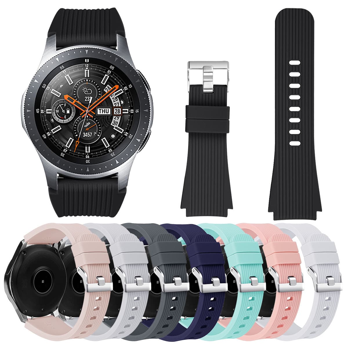 Suitable for Samsung Galaxy Watch 46MM straight grain silicone sports strap wristband