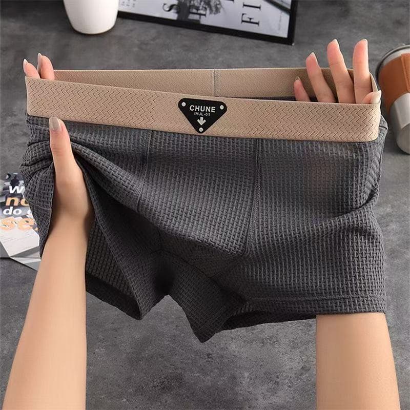 Men's Ice Silk Underwear Boys 2025 New Men's Breathable Antibacterial Crotch Teenagers Boxer Briefs Four-Corner Antibacterial Seamless