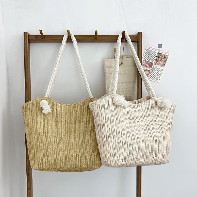 2026 New Trendy Fashion Straw Woven Bag Large Capacity Shoulder Tote Bag Fresh Underarm Straw Handbag for Women